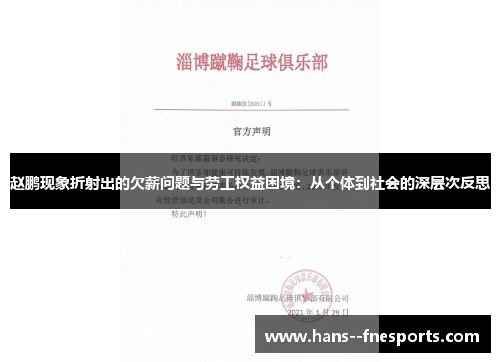 赵鹏现象折射出的欠薪问题与劳工权益困境:从个体到社会的深层次反思 赵鹏现象折射出的欠薪问题与劳工权益困境:从个体到社会的深层次反思