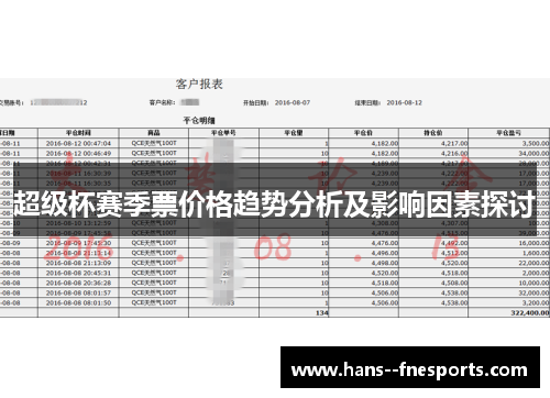 超级杯赛季票价格趋势分析及影响因素探讨
